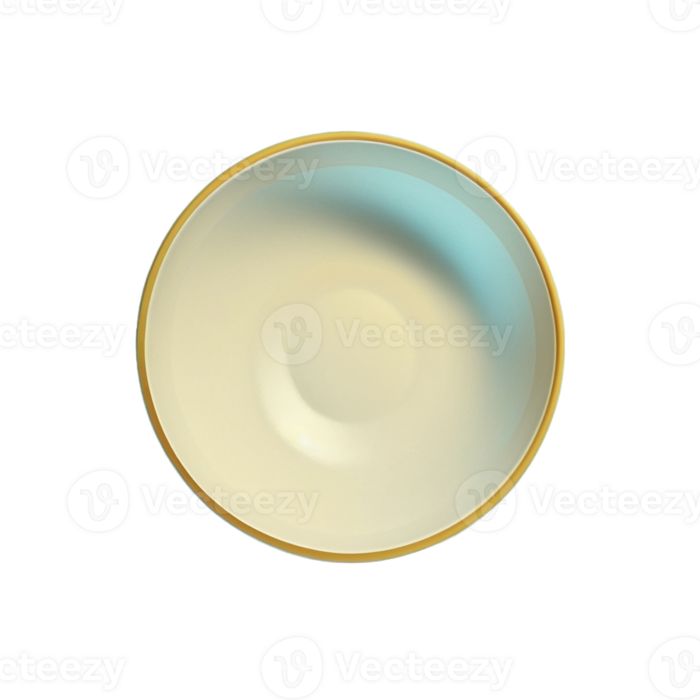 Flat lay top view at empty round bowl on transparent background, created with png