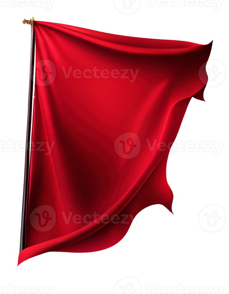 Red silk banner with folds on transparent background, created with png