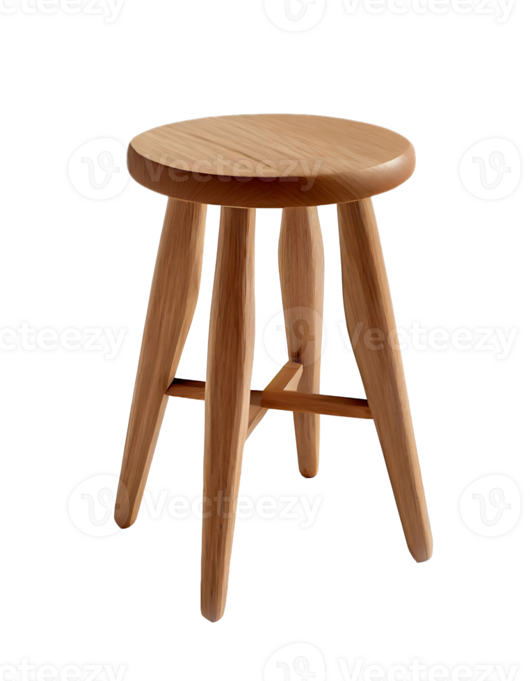 Wooden stool isolated on transparent background, created with png