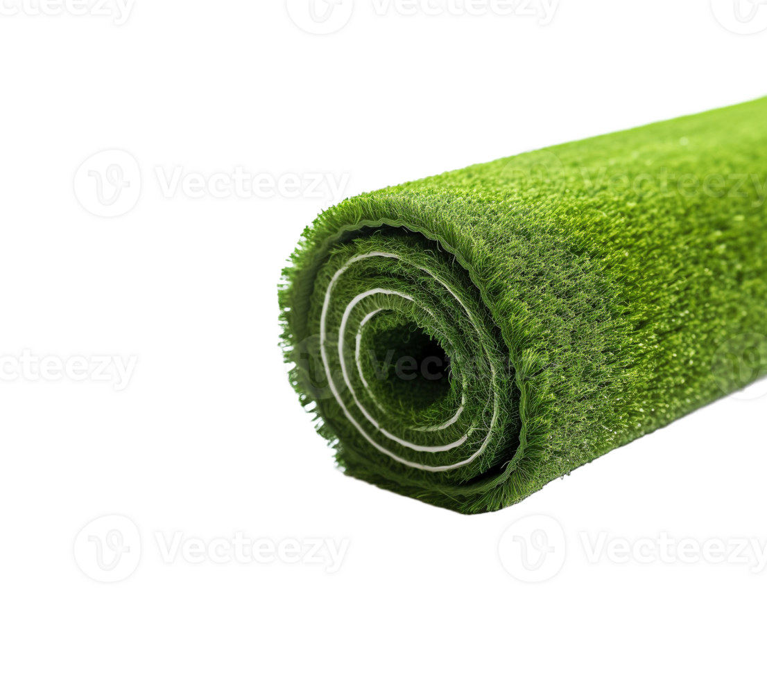 Artificial grass carpet on transparent background, created with png