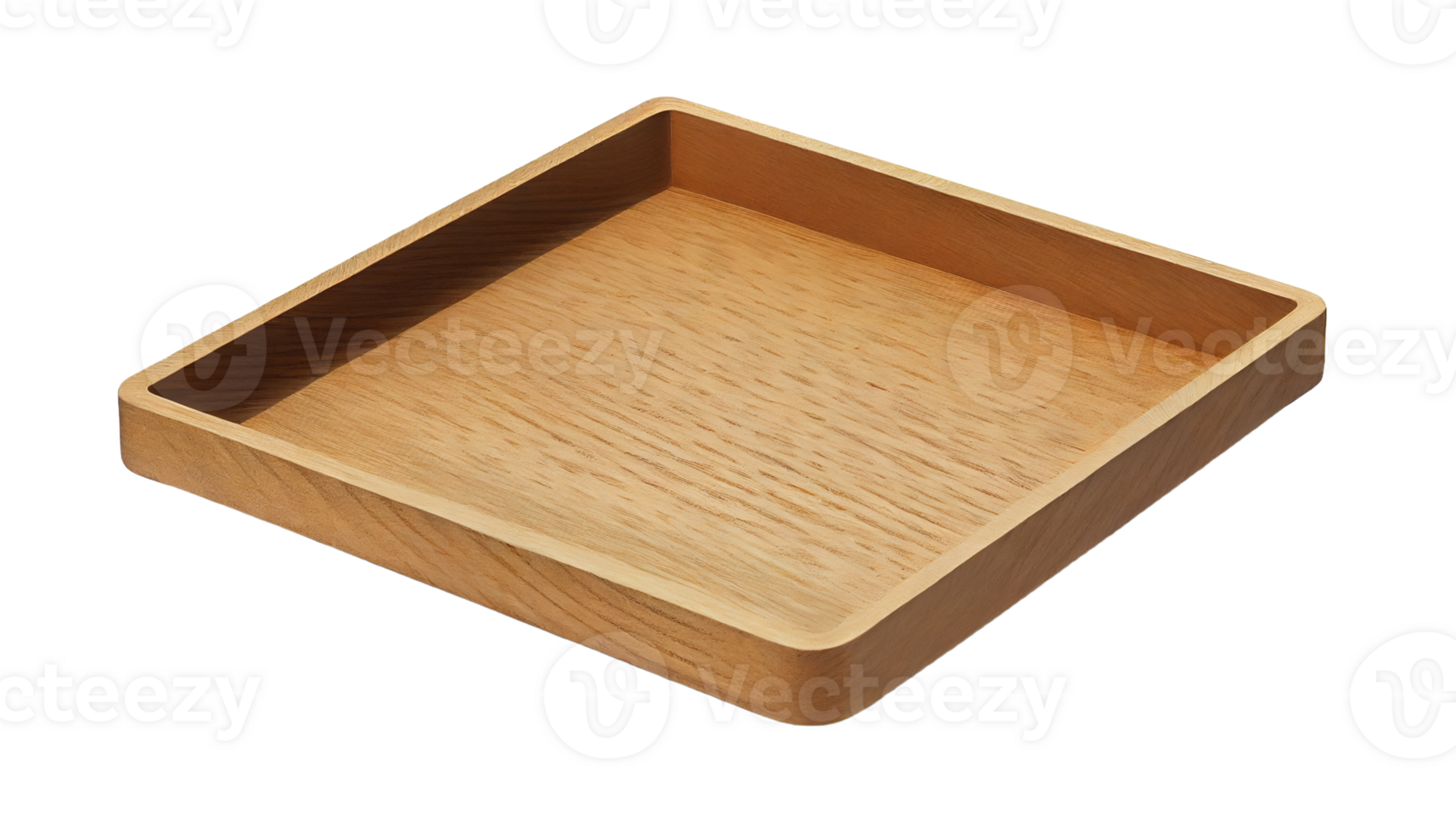 Empty wooden tray on transparent background, created with png
