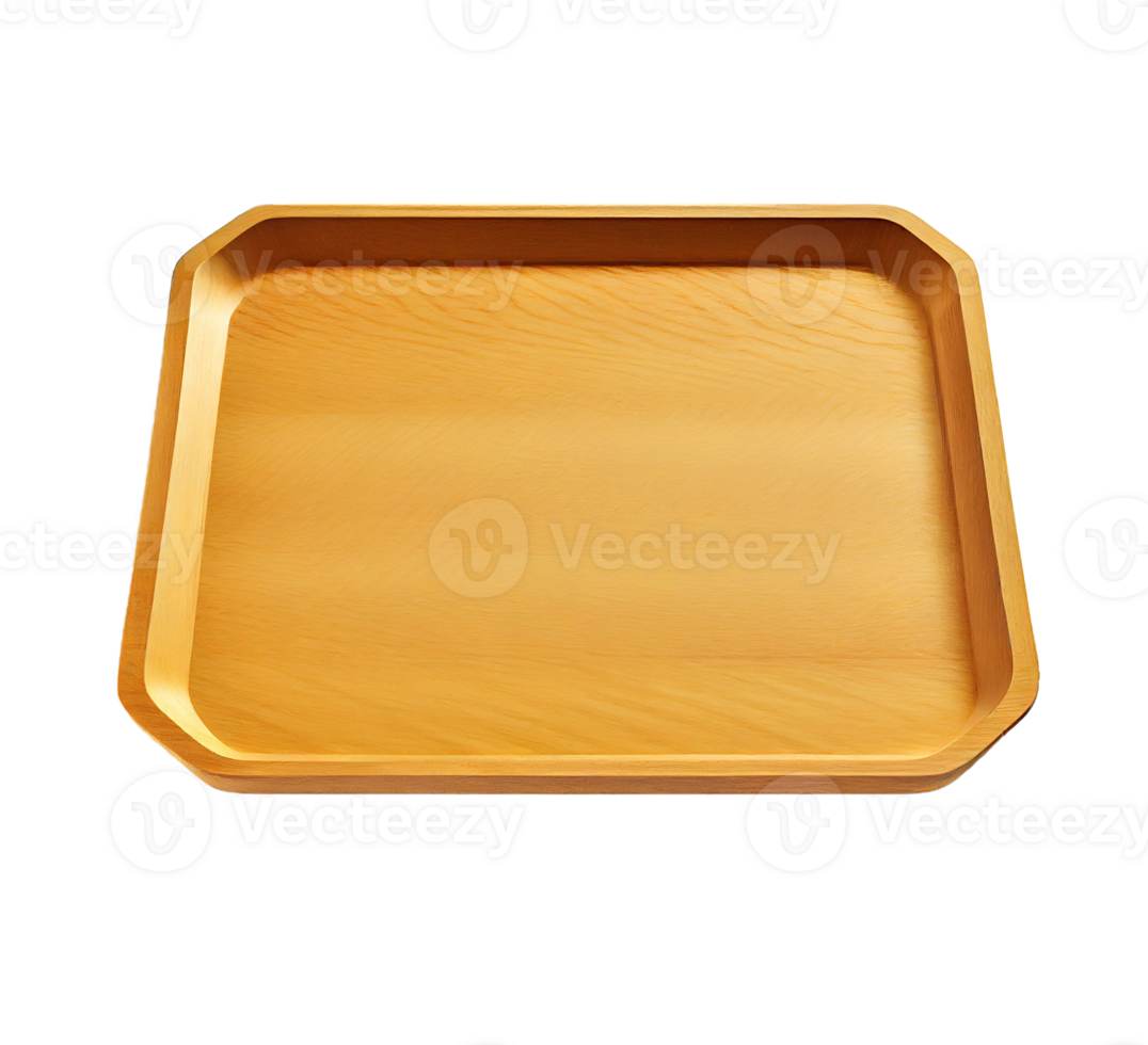 Empty wooden tray on transparent background, created with png
