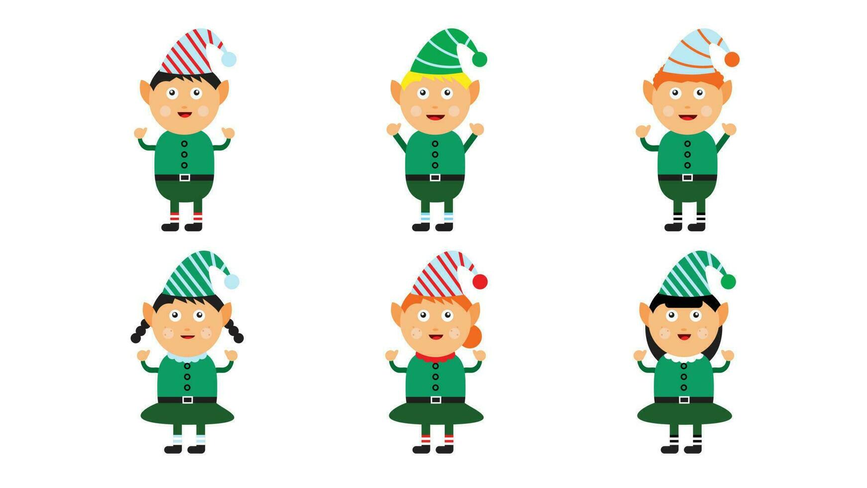 Christmas Elves on White Background vector