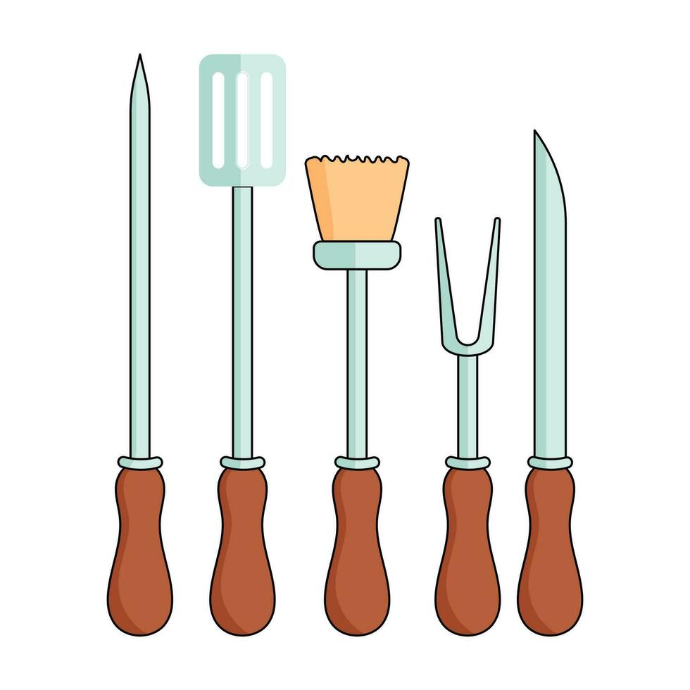 Barbecue Utensils Elements. vector