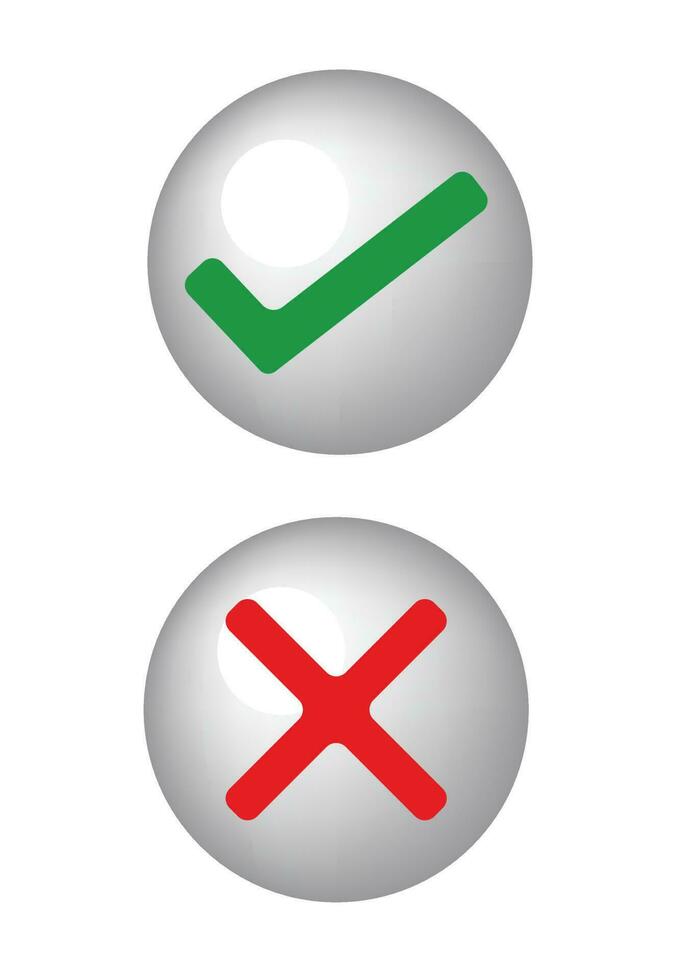 Right and Wrong Sign Buttons on White vector