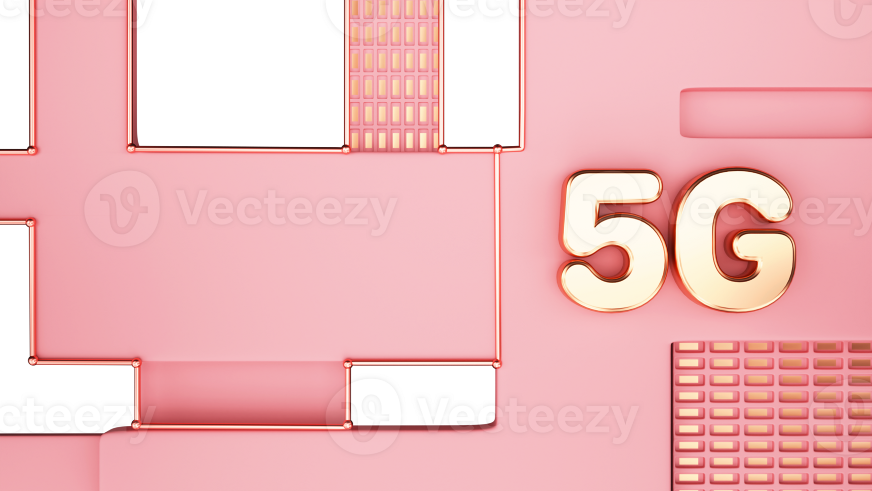 3D Golden 5G Text Against Abstract. png