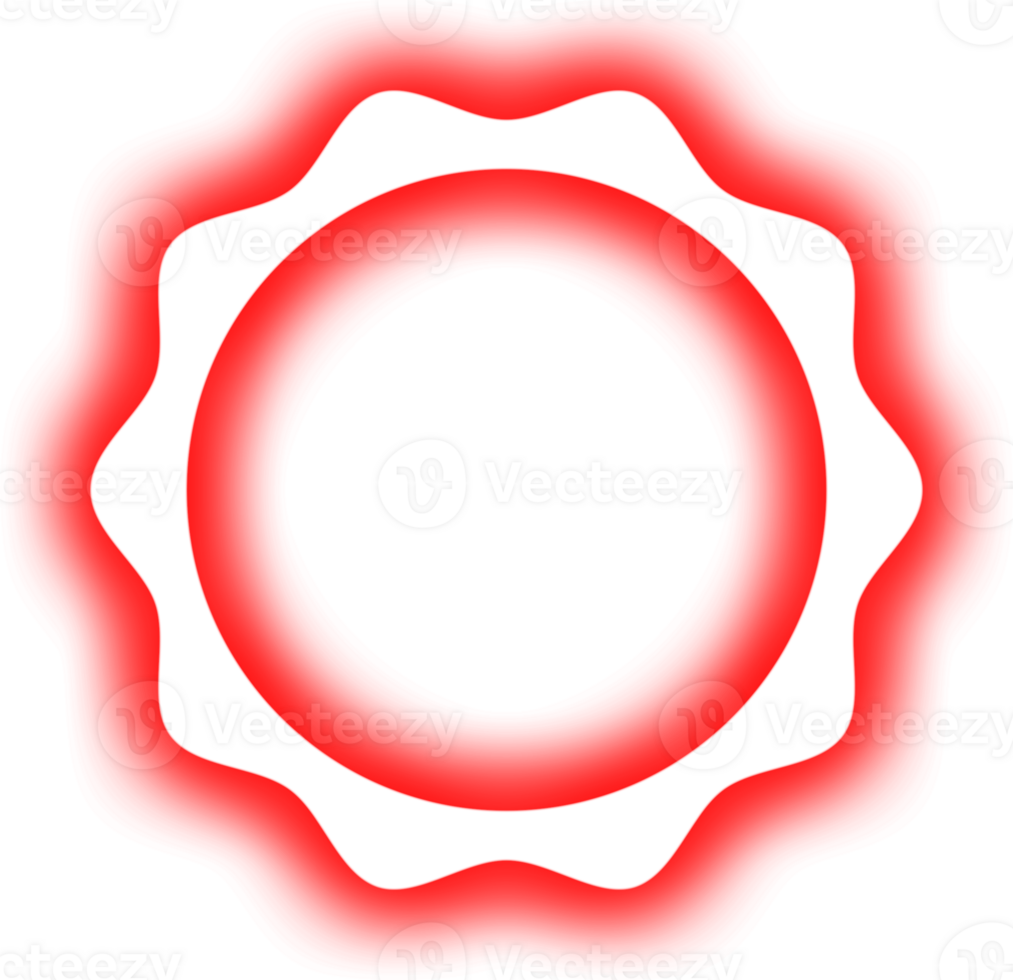 Neon bright red wavy circle badge png