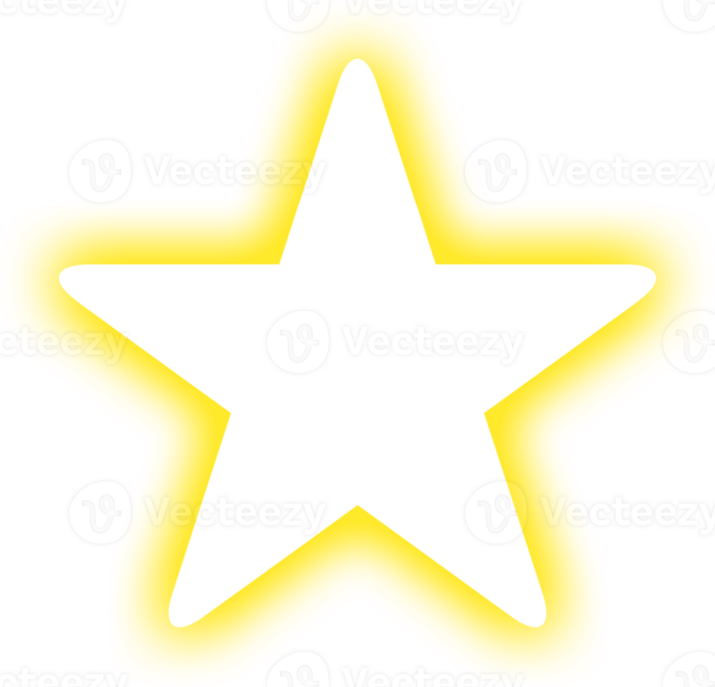 Transparent neon star in yellow png