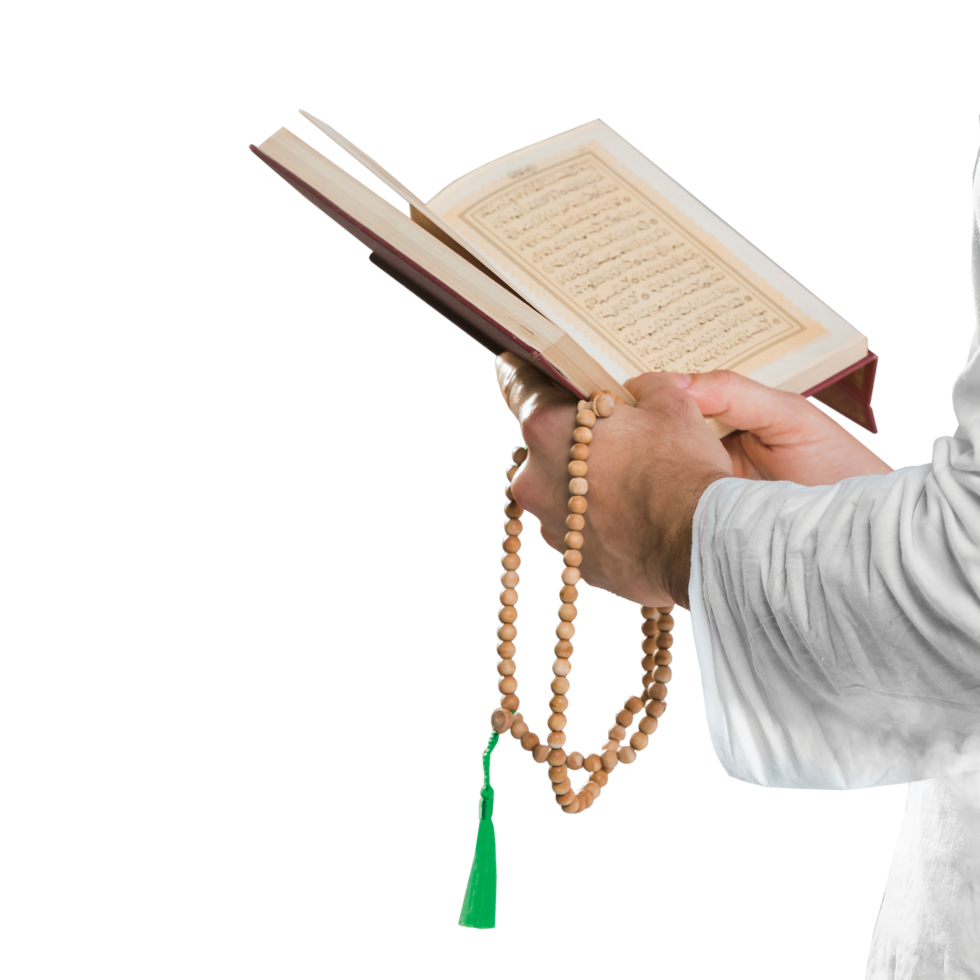 Man with a Quran in his hands. png