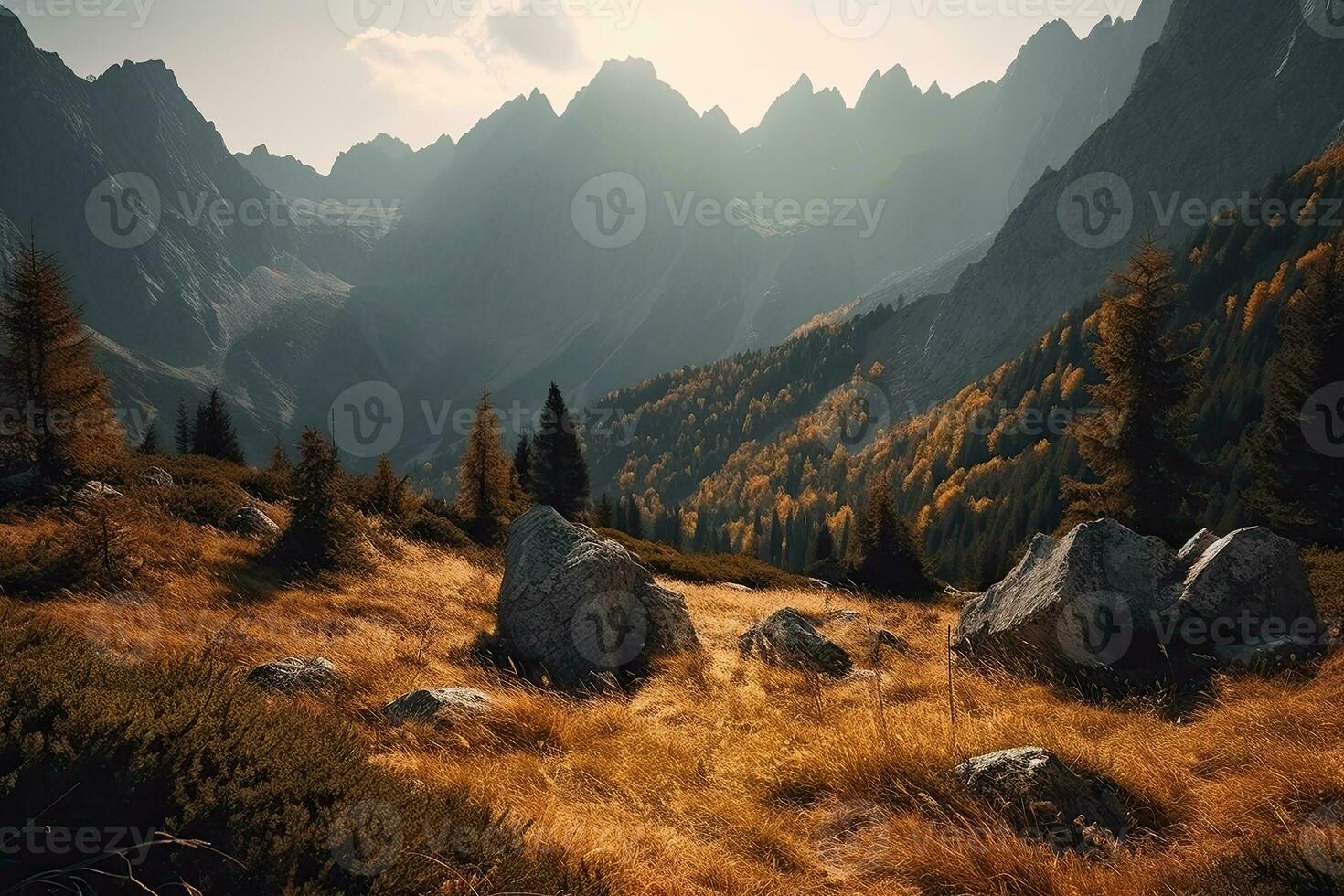 Beautiful mountain landscape in the morning. Caucasus mountains, Georgia. photo