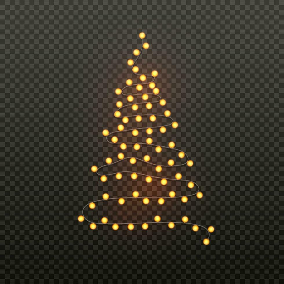 Xmas tree made by lighting garland. Can be used as poster design for Christmas. vector