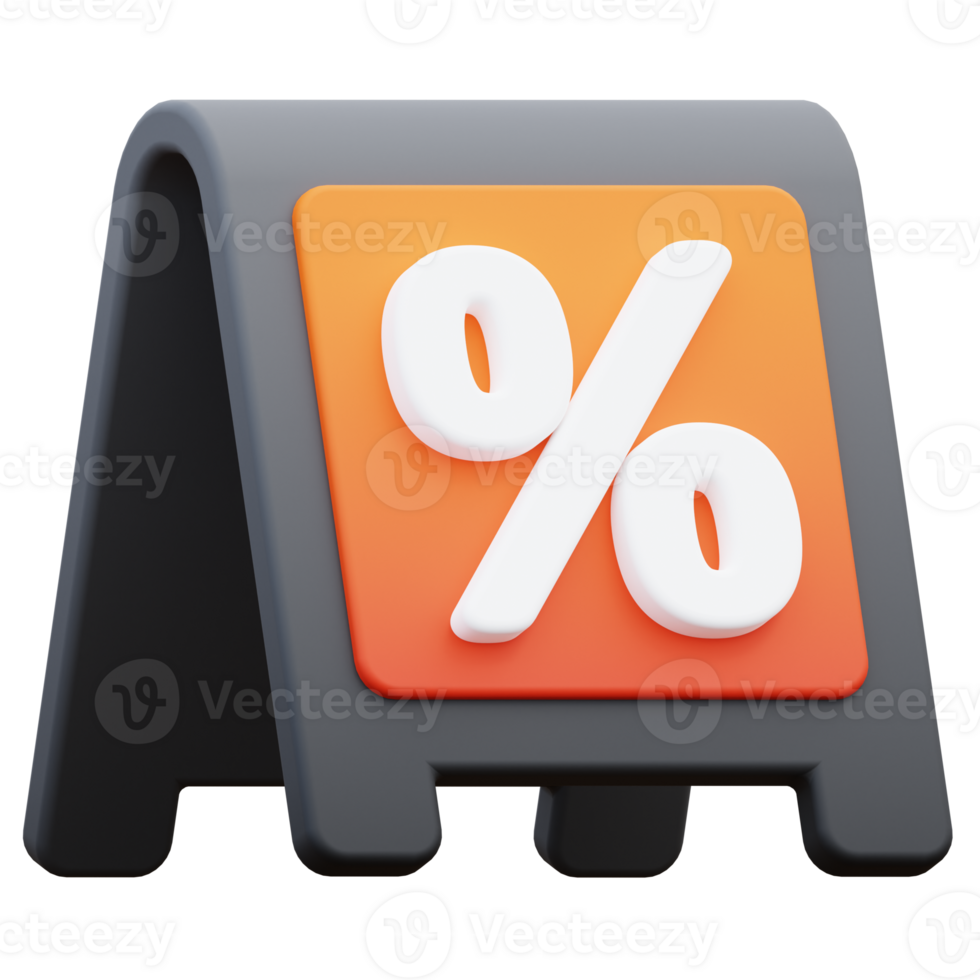 3d render of discount sign icon png