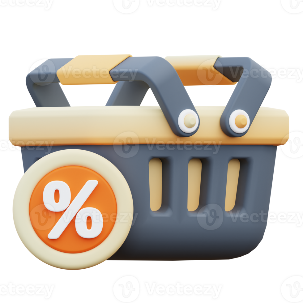 3d render of shopping basket icon png