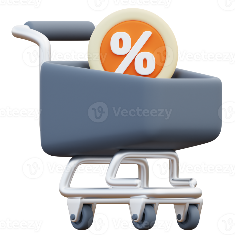 3d render of shopping cart trolley icon png