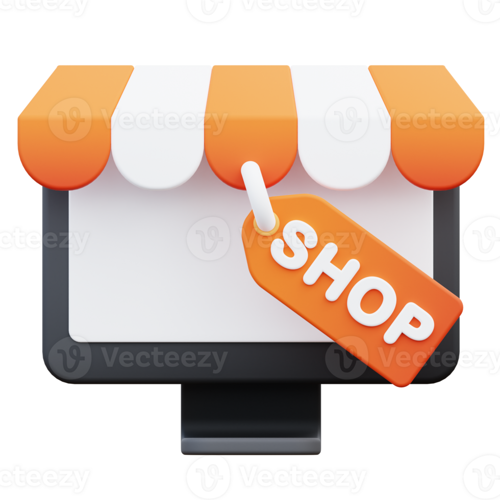 3d render of online shop icon png