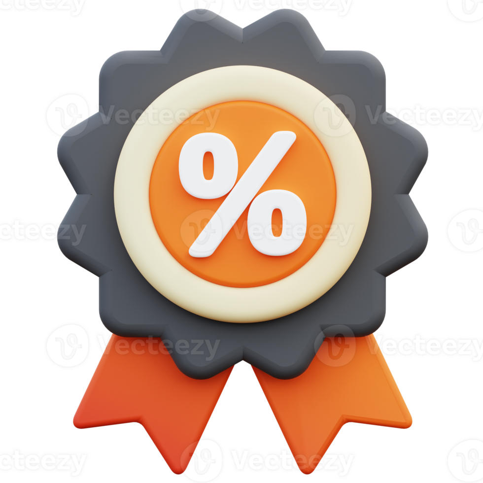 3d render of discount badge icon png