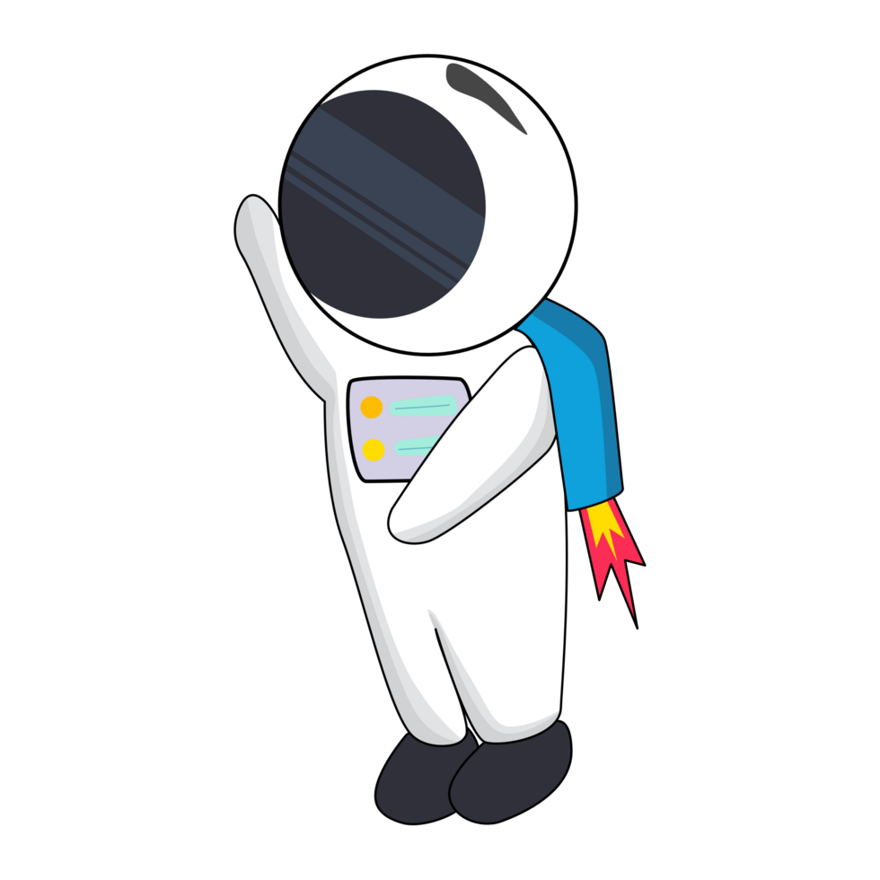 carino astronauti volante nel esterno spazio. scienza tecnologia icona concetto. piatto cartone animato stile png