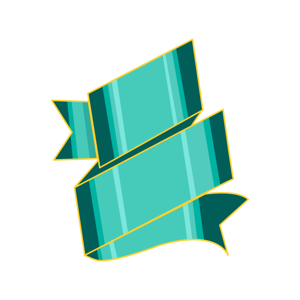 Green ribbons, label,shiny decorative wave banner elements. png