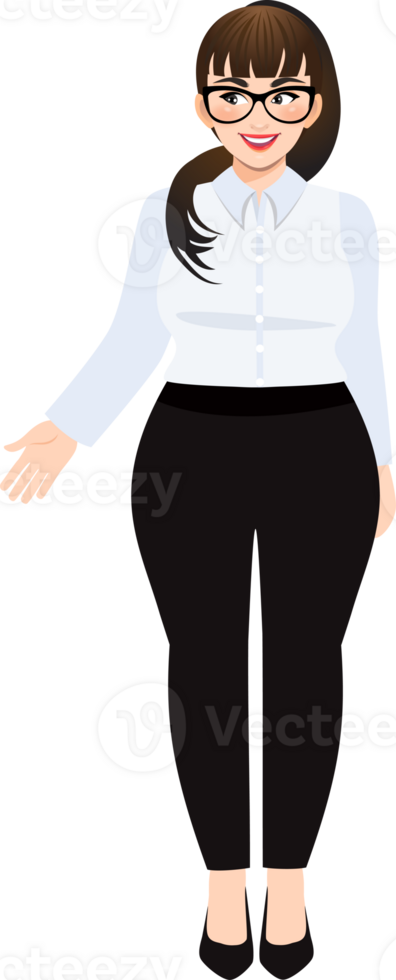 más Talla mujer de negocios dibujos animados personaje o hermosa negocio mujer en oficina estilo blanco camisa untado mano png