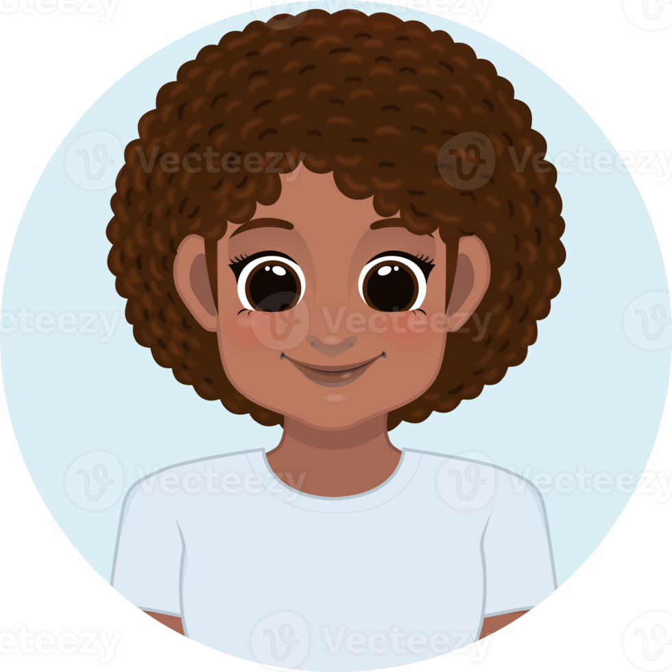 Smiling American African girl in white shirt png