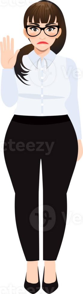 Plus size businesswoman cartoon character or Beautiful business woman in office style white shirt png