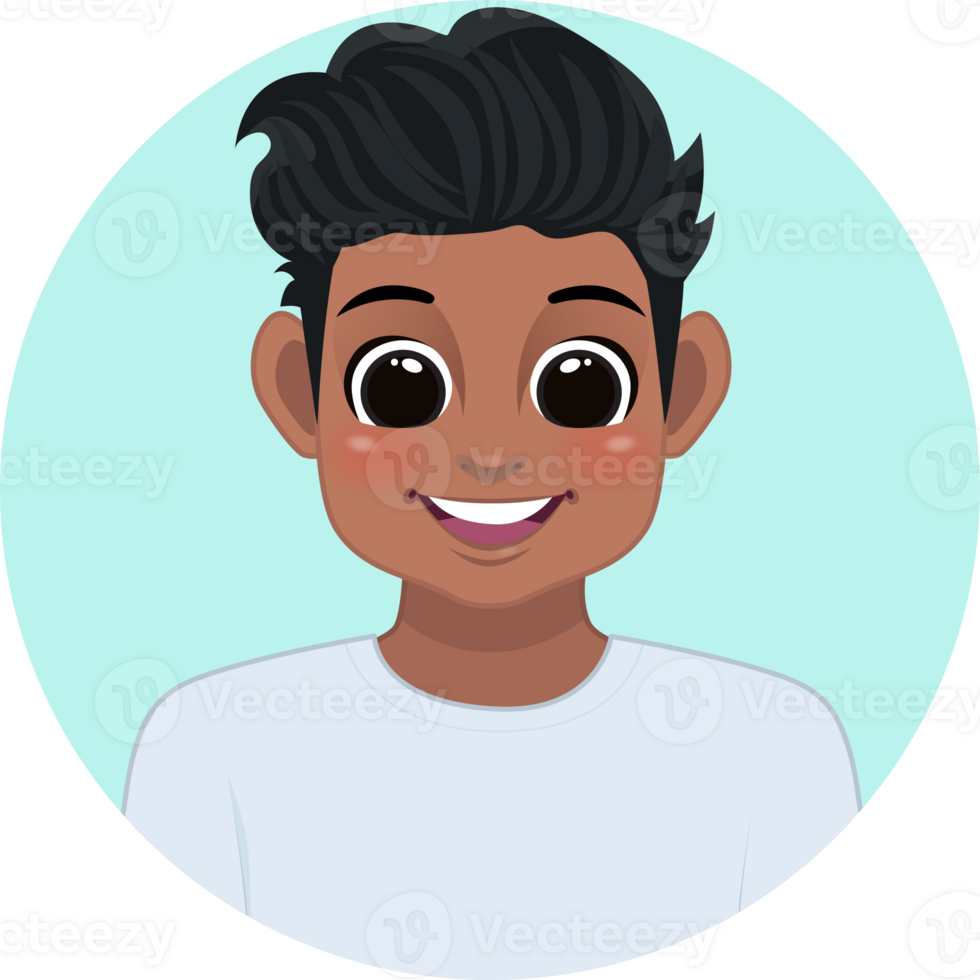 Smiling American African boy in white shirt png