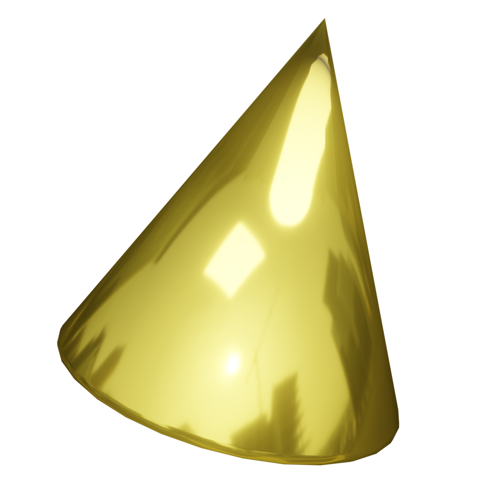 3D Abstract Gold Chrome Cone Shape png