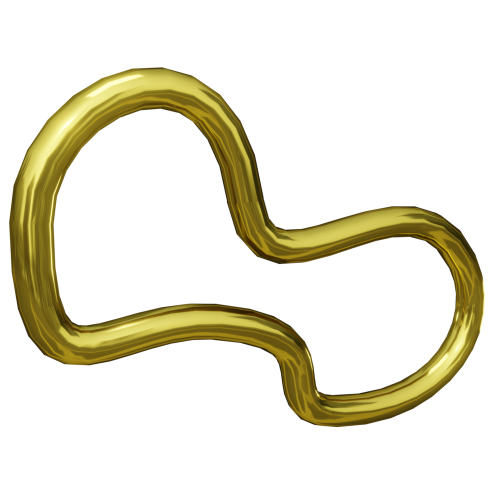 3D Abstract Gold Chrome Liquid Shape png