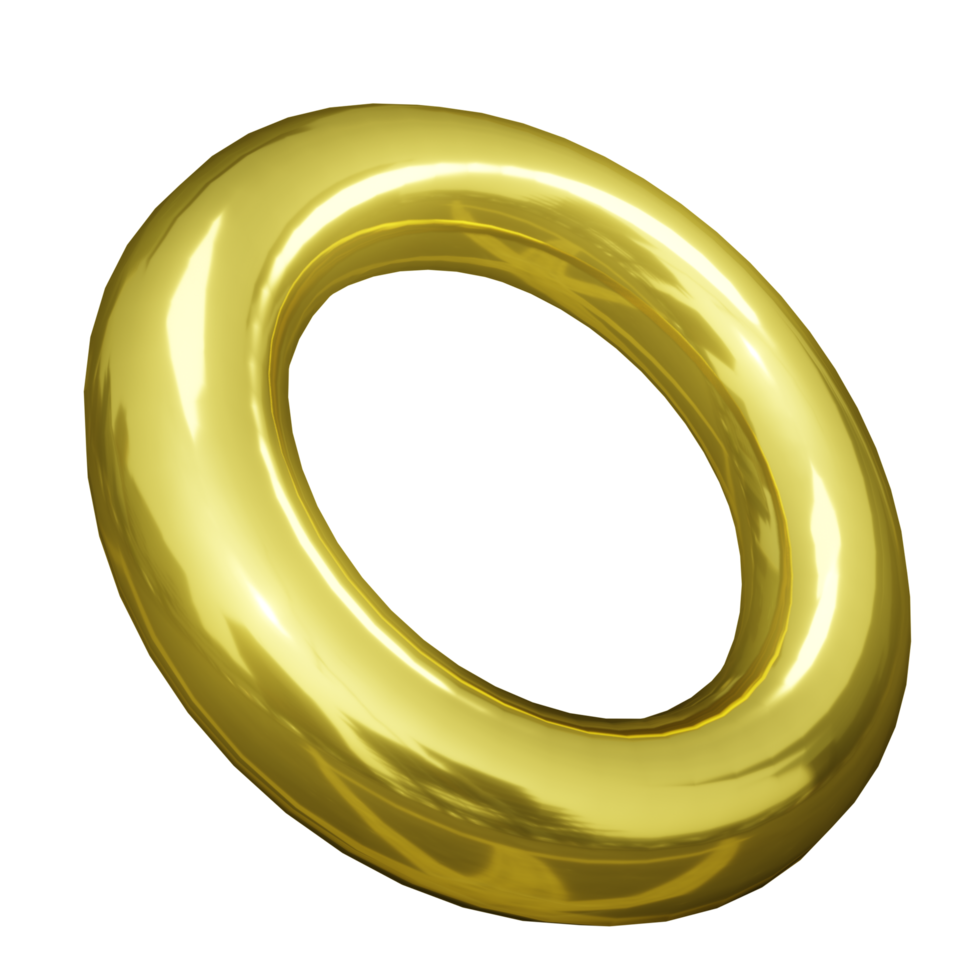 3D Abstract Gold Chrome Ring Shape png