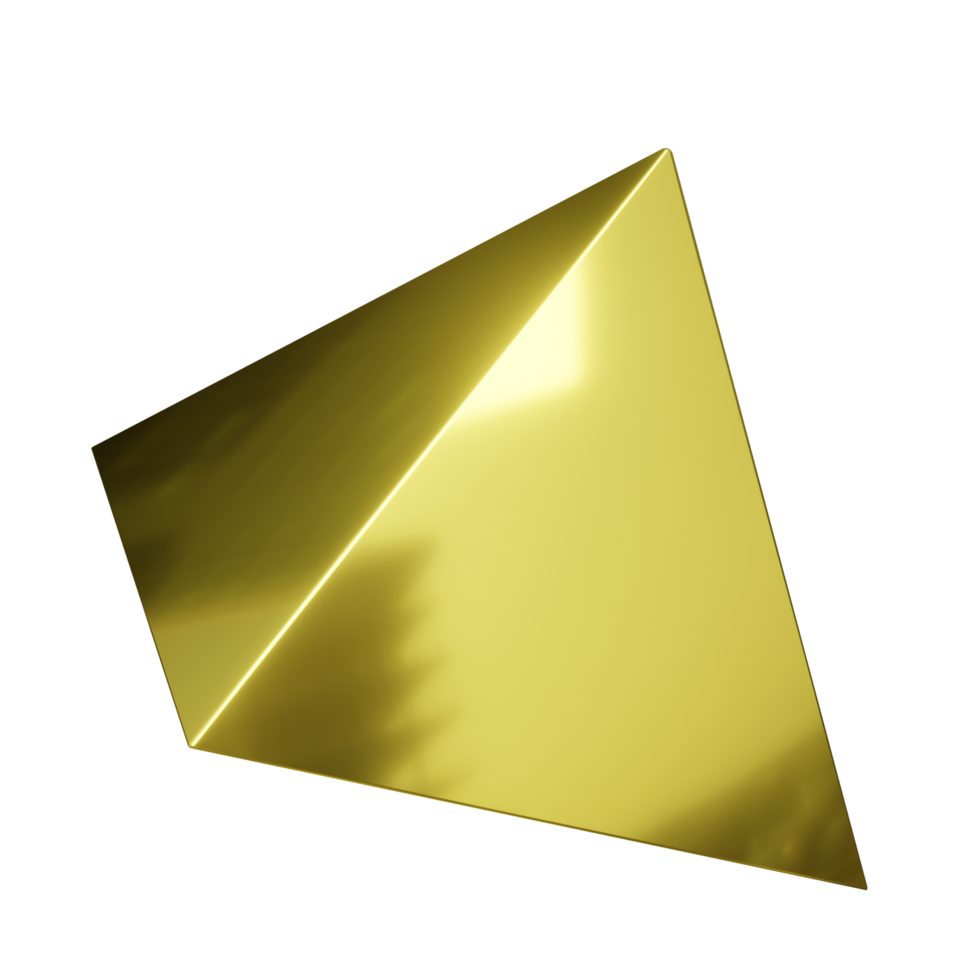 3d abstrato ouro cromada triângulo forma png