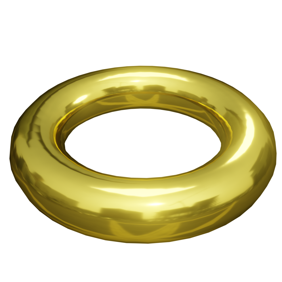 3D Abstract Gold Chrome Ring Shape png