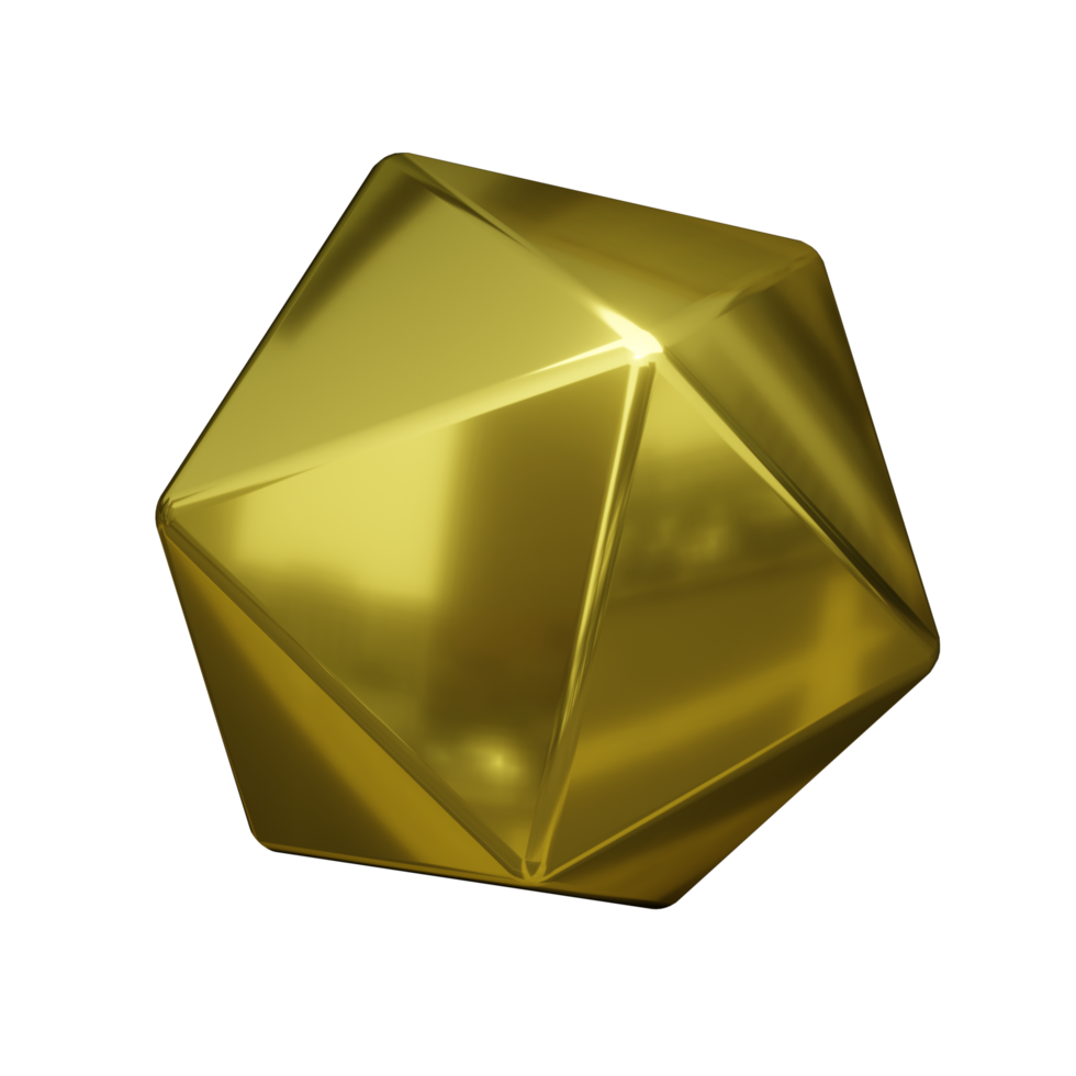 3d abstrato ouro cromada forma hexagonal png
