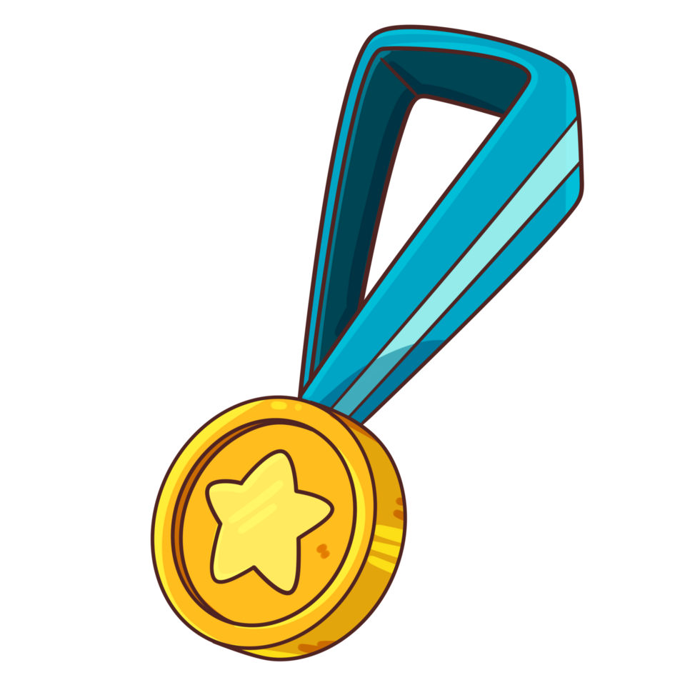 medalha prêmio desenho animado fofa isolado clipart png