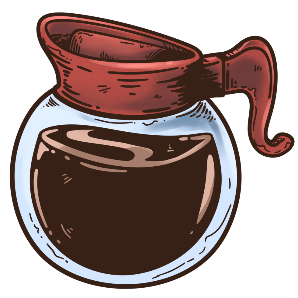 bicchiere caffè brocca cena isolato colorato disegno png