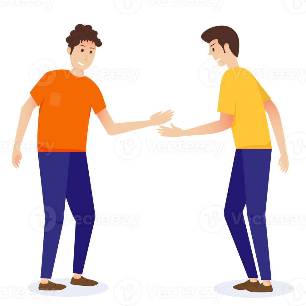 Two firends standing and shaking hands png