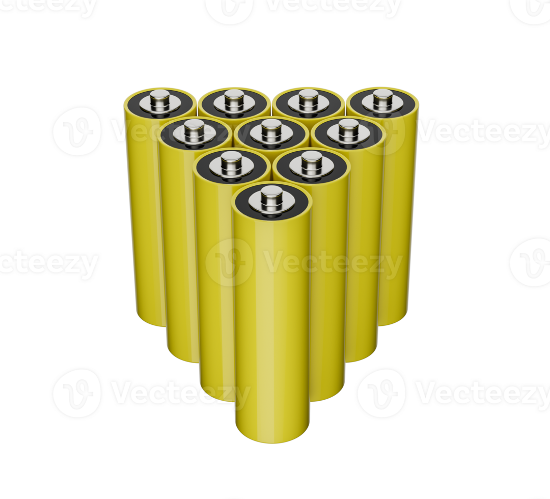 aa Tamanho bateria amarelo cor isolado em branco recarregável bateria Duplo uma triplo uma Tamanho 3d ilustração png