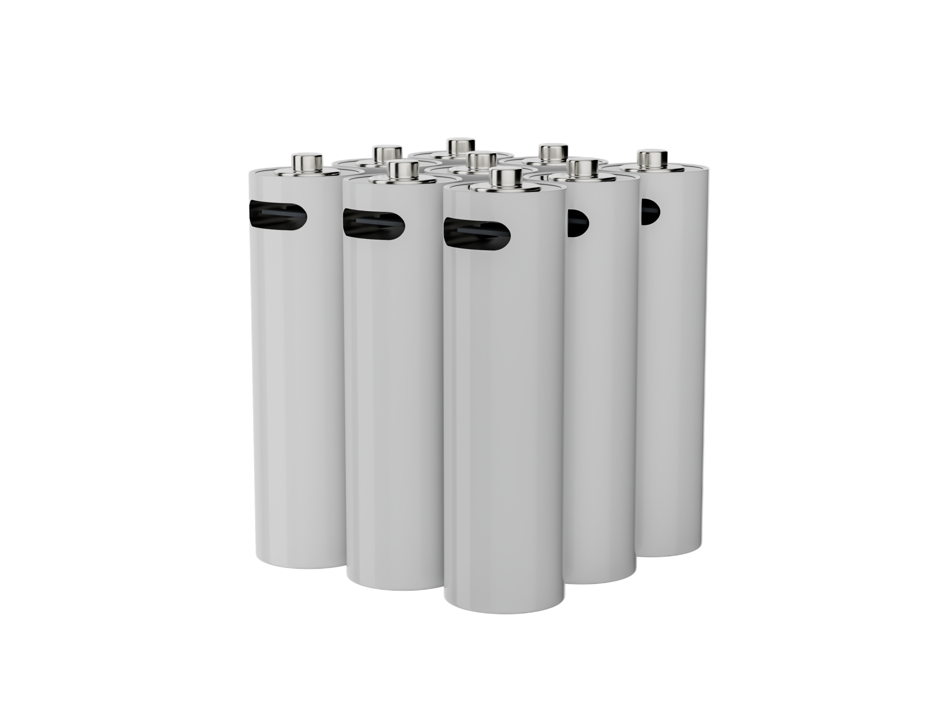 AA size batteries row 9 mockup isolated rechargeable Battery USB type