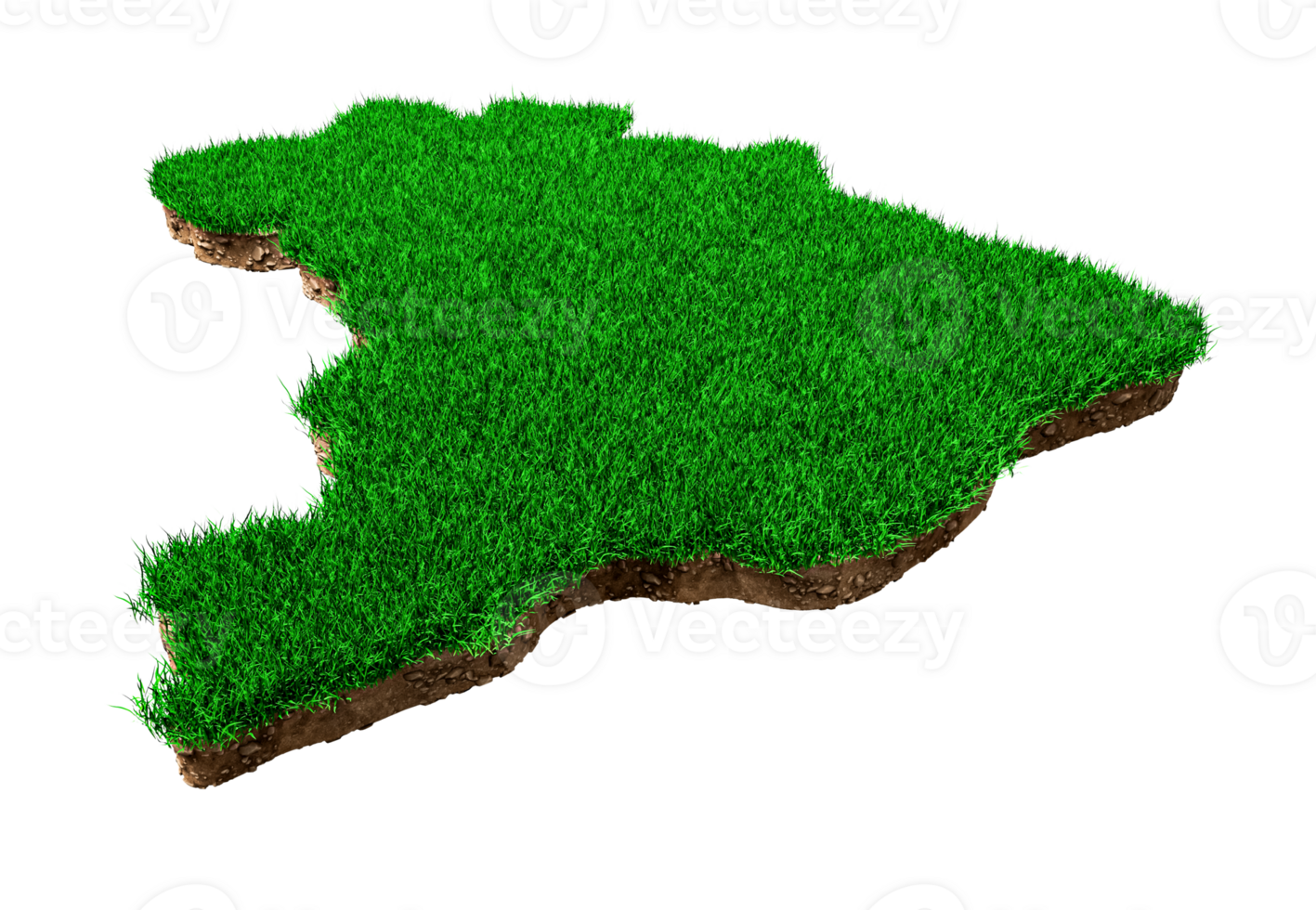 Brazil Map Grass and ground texture 3d illustration png