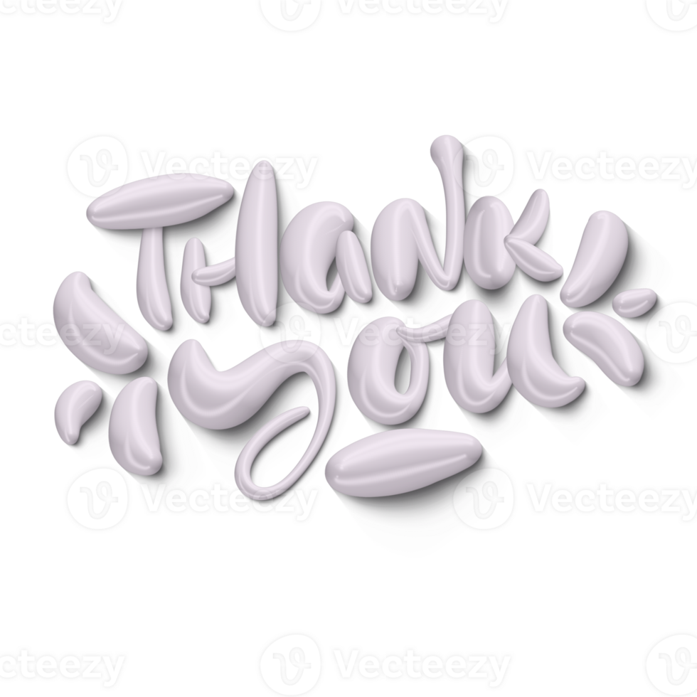 dank u hand- belettering 3d tekst voor groet kaart geïsoleerd transparant png. handgemaakt schoonschrift voor dankzegging dag png