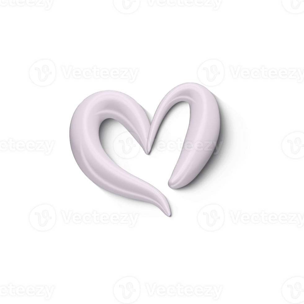 3d calligraphic heart isolated transparent png. Romantic inscription Happy Valentine Day or wedding day. 14 February holiday greetings Illustration png
