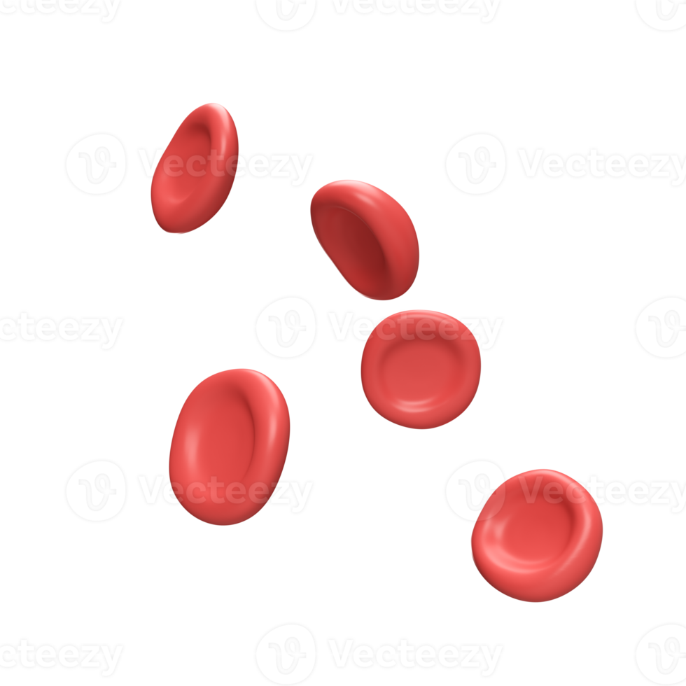 3d flow red blood cells iron platelets erythrocyte anemia. Realistic medical analysis illustration isolated transparent png background