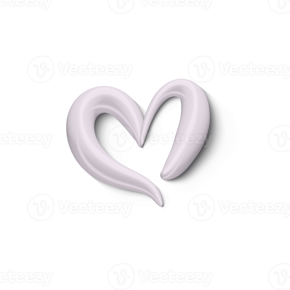 3d calligraphic heart isolated transparent png. Romantic inscription Happy Valentine Day or wedding day. 14 February holiday greetings Illustration png