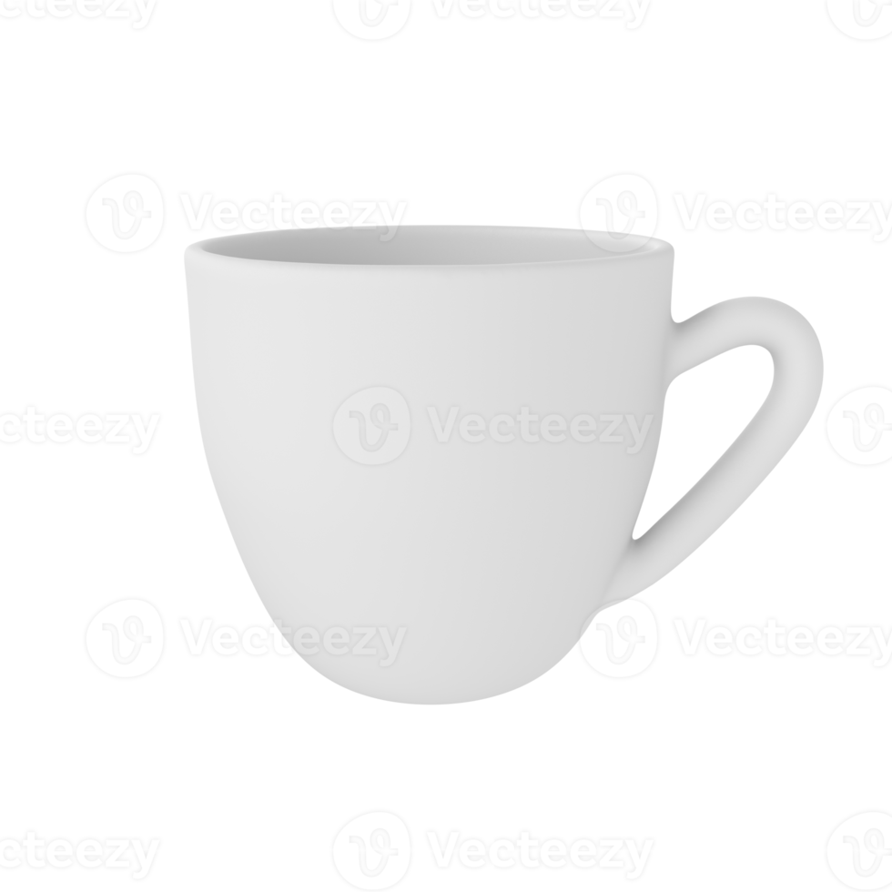 3d photo realistic white cup icon mockup. Design Template for Mock Up. ceramic clean white mug with a matte effect isolated transparent png background