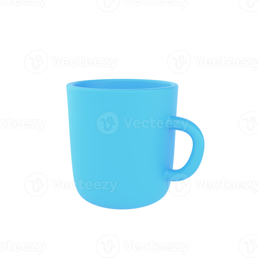 3d photo realistic blue cup icon mockup. Design Template for Mock Up. ceramic clean mug with a matte effect isolated transparent png background