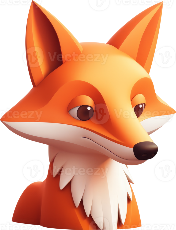 Animal fox 3D icon transparency illustration. . png