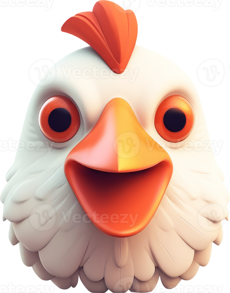 Animal chicken 3D icon transparency illustration. . png