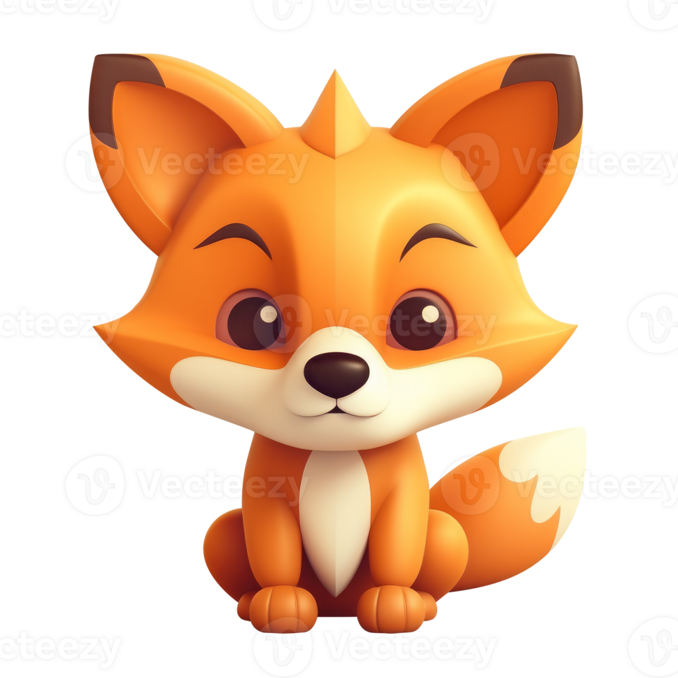 Animal fox 3D icon transparency illustration. . png
