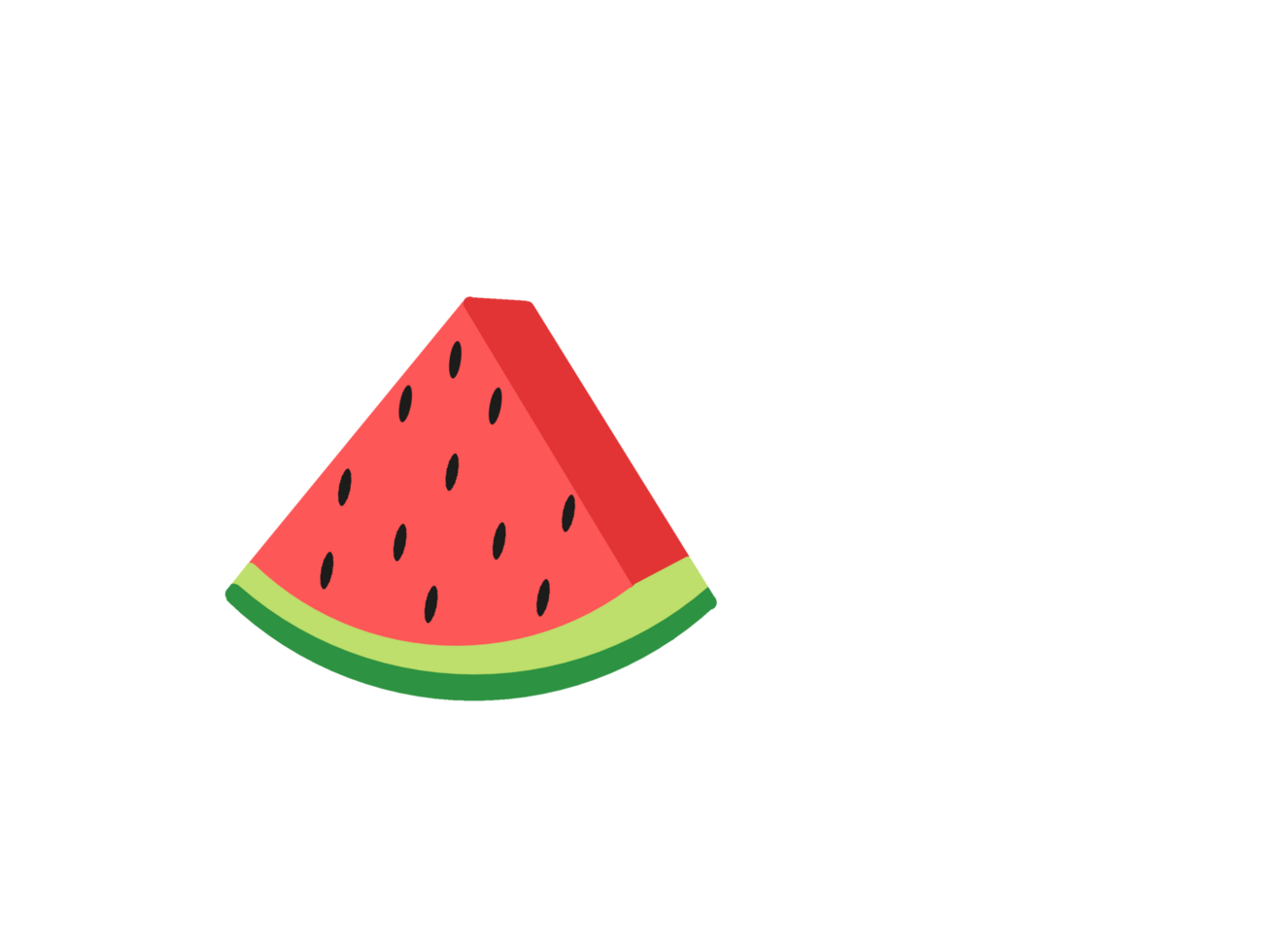 Water melon slice illustration with green, red and black color png