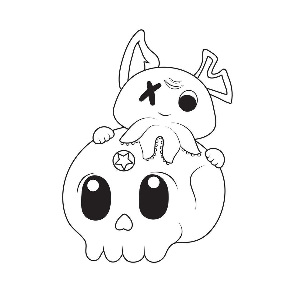 creepy kawaii pastel goth coloring page vector