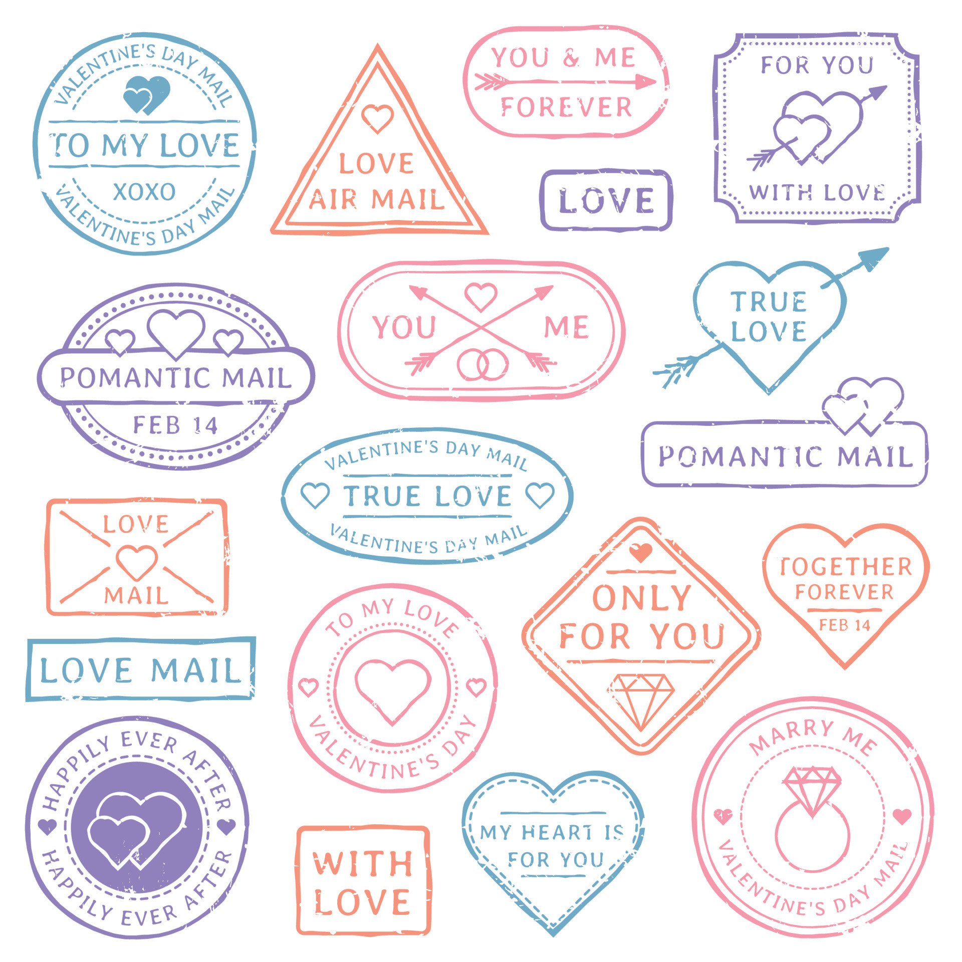 Postal Stamp Sign On Card Board, Love Mail Typographic For Valentine Or  Greeting Card Royalty Free SVG, Cliparts, Vectors, and Stock Illustration.  Image 65864937.